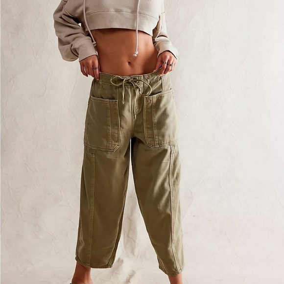 Free People Pants - Free People Olive Green Cropped Utility Pants